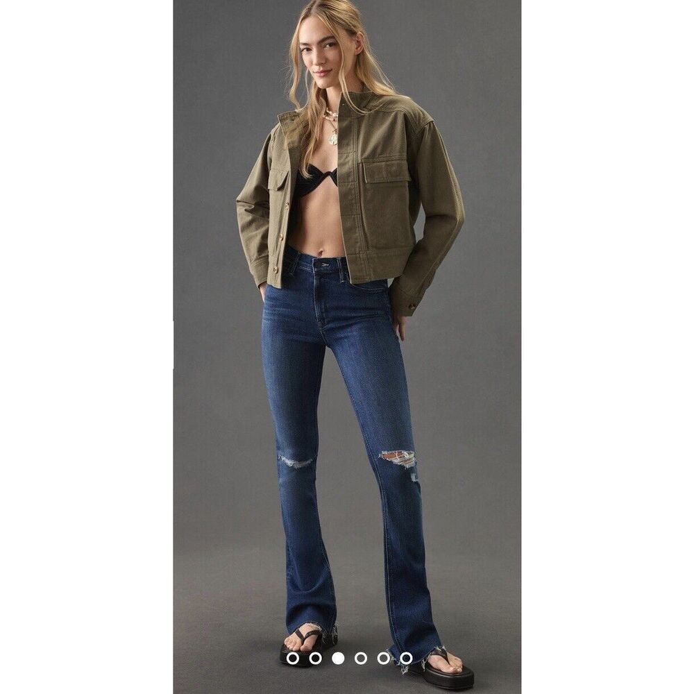 Anthropologie x MOTHER The Runaway Fray High-Rise Mini Boot Jeans Size 27